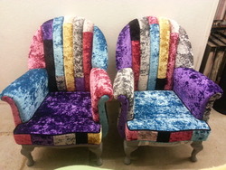 Multi colour paneled arm chairs