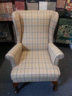 Single cream checkered arm chair